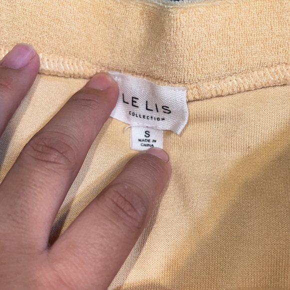 Le Lis Women’s Orange Terry Elastic Waist Mini Skirt with Side Drawstring Tie - Picture 3 of 3